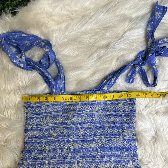 NWOT LoveShackFancy Belle‎ Blue smocked tie straps  Dress - Picture 9 of 12